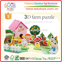 Горячая продажа образовательных игрушек Kids Farm Set, Happy 3D деревянная ферма для детей
